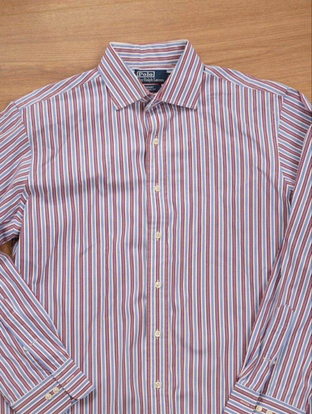 Ralph Lauren Striped Dress Shirt in Red, Blue & White